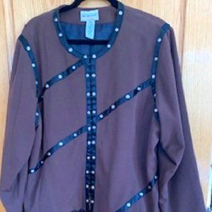 Victor Costa Occasion Black Lined Brown Jacket 1X